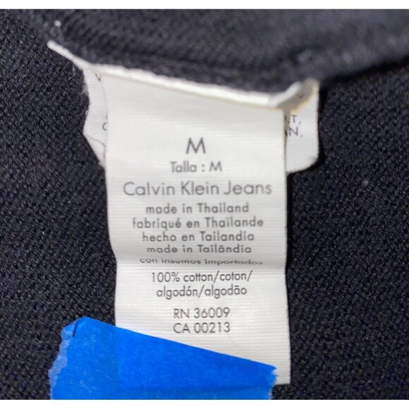 Calvin Klein Jeans Mens Black Half-Zip Sweater With Shoulder Stripes Size M - Picture 4 of 6